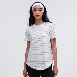 Lululemon Love curved-hem crewneck t shirt White striped Lululemon top